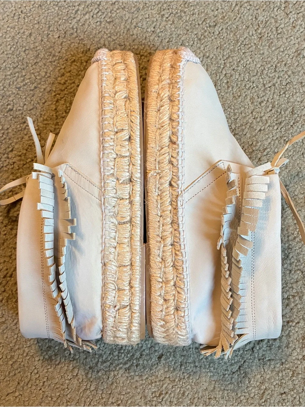 Bettye Muller Suede Espadrille Loafers Fringe Tan Size 7.5 EU 37 Leather Shoes